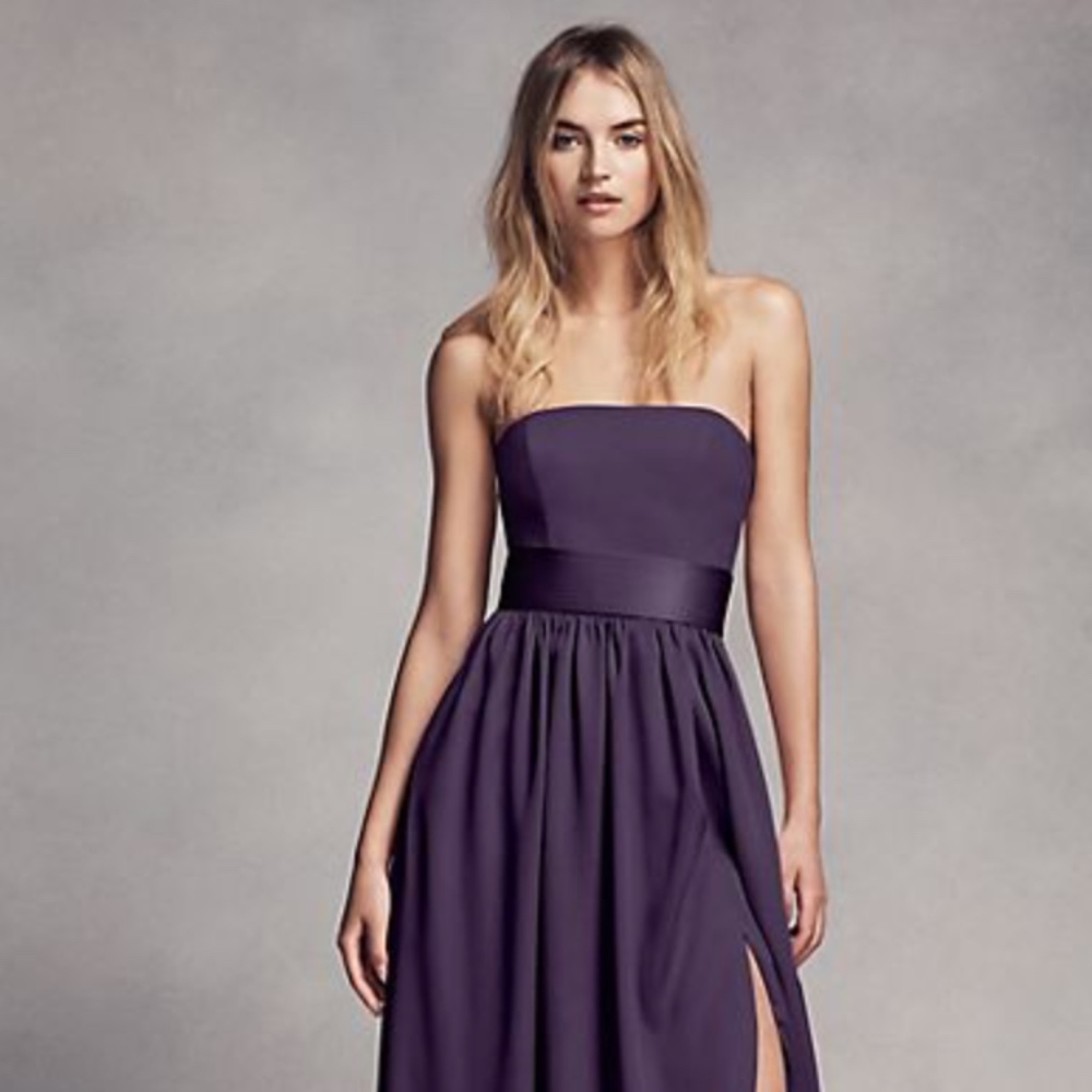 Long Strapless Bridesmaid Dress with Belt